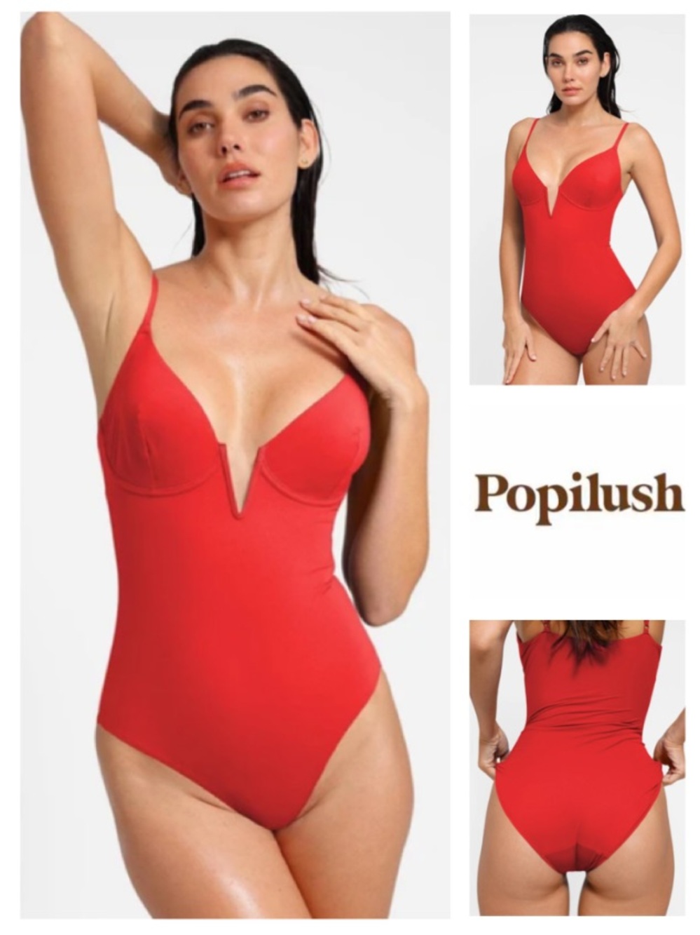 NEW! Popilush Shapewear Body-Sculpting Swimsuit in red (M)